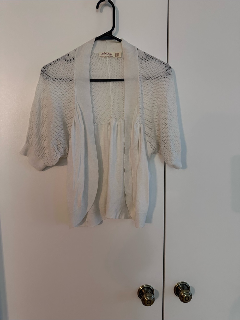Faded Glory White Open-Front Knit Cardigan